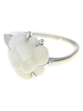 Chanel 18k Camellia Ring White Gold